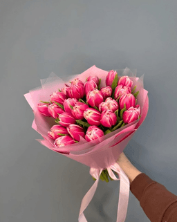 Букет из розовых тюльпанов «Весенний день» — фото 1